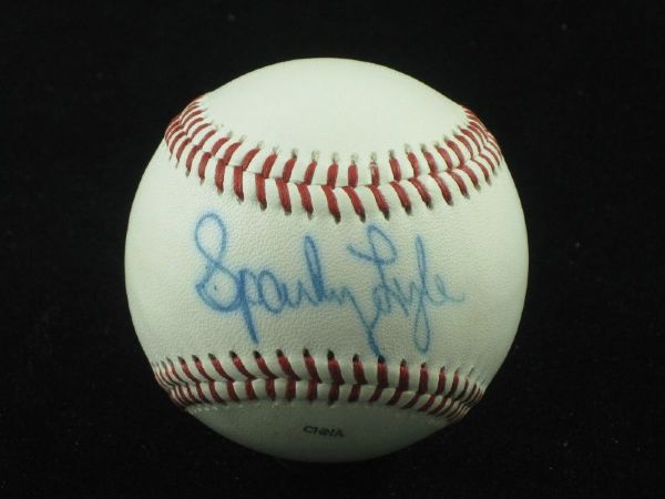 SPARKY LYLE Single Signed Baseball 1977 Yankees Red Sox Rangers Phillies