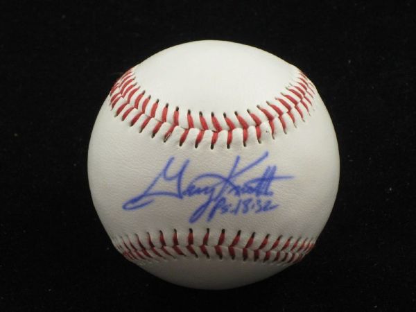 GARY KNOTTS Single Signed Baseball w/ Ps 18:32 Insc Marlins Tigers JSA Authentic