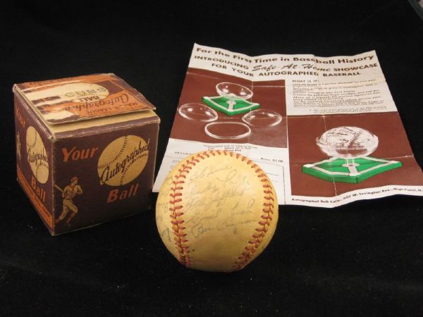 1949 Chicago Cubs Stamped Signed Baseball w/ Original Box