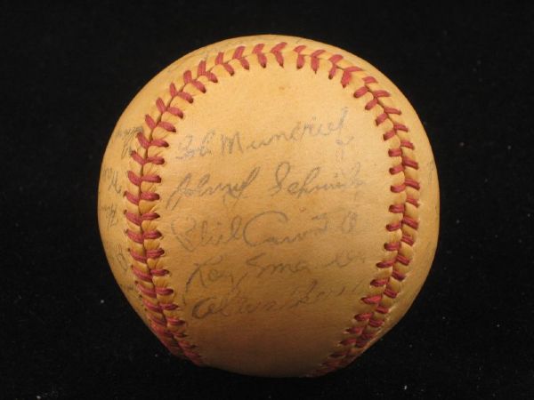 1949 Chicago Cubs Stamped Signed Baseball w/ Original Box