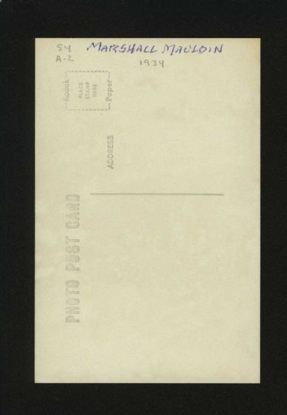 MARK MAULDIN Real Photo Postcard 1934 Chicago White Sox GEORGE BURKE