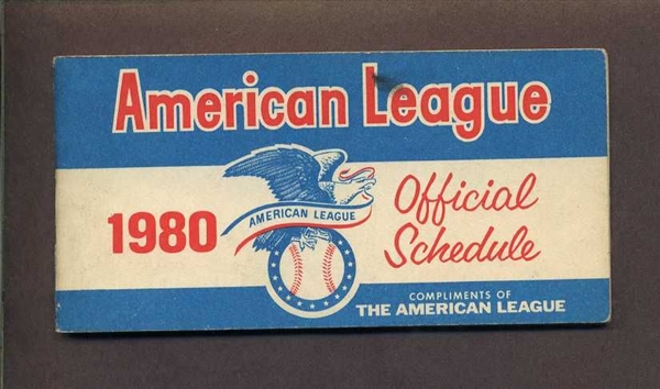 1980 American League Baseball Pocket Schedule