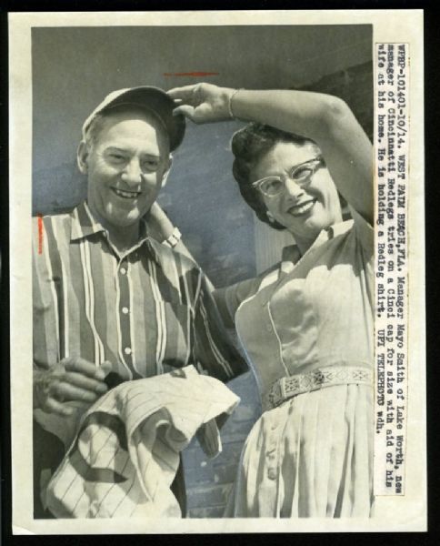 MAYO SMITH Named Reds Manager w/ Wife 1958 Type 1 Original Baseball Press Photo