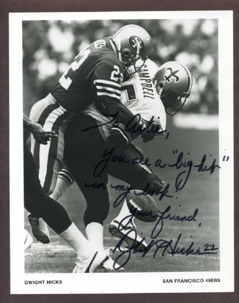 DWIGHT HICKS 8x10 SIGNED Photo PSA/DNA Authentic CoA SAN FRANCISCO 49ers