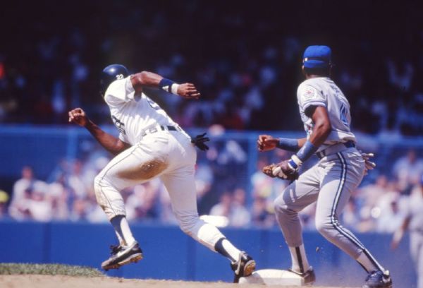 1991 Manuel Lee vs Milt Cuyler BLUE JAYS TIGERS Original 35mm Slide Photo Modra