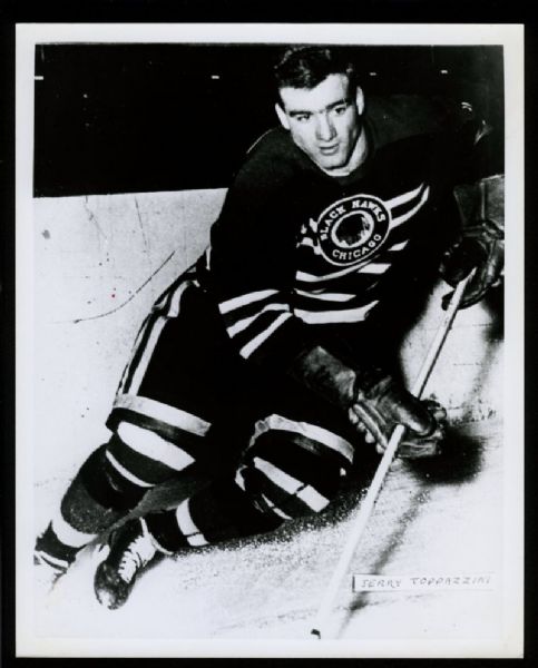 Jerry Toppazzini 1953-55 CHICAGO BLACK HAWKS Vintage 8x10 Hockey Photo