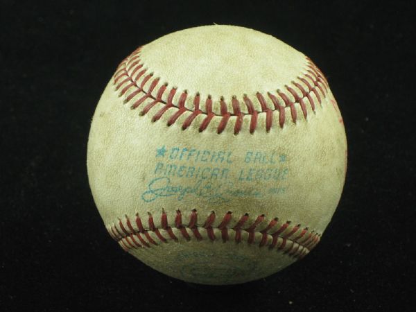 7-15-1972 Bruce Dal Canton Game-Used Win Baseball w/ Inscription Royals Tigers