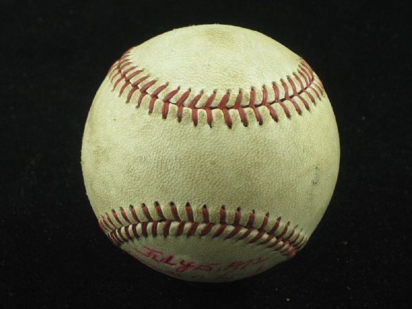 7-15-1972 Bruce Dal Canton Game-Used Win Baseball w/ Inscription Royals Tigers