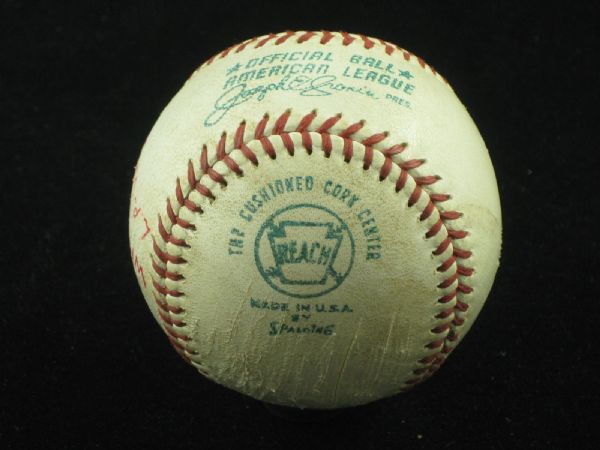 6-20-1971 Bruce Dal Canton Game-Used Win Baseball w/ Inscription Royals Angels