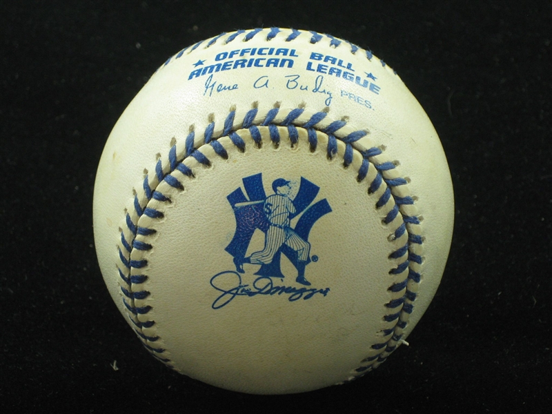 1998 OAL Budig Joe DiMaggio Day Game Ball blue stitches New York Yankees