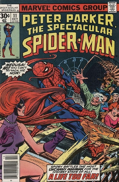 The Spectacular Spider-Man #11 F/VF 1977 Marvel Medusa App Comic Book