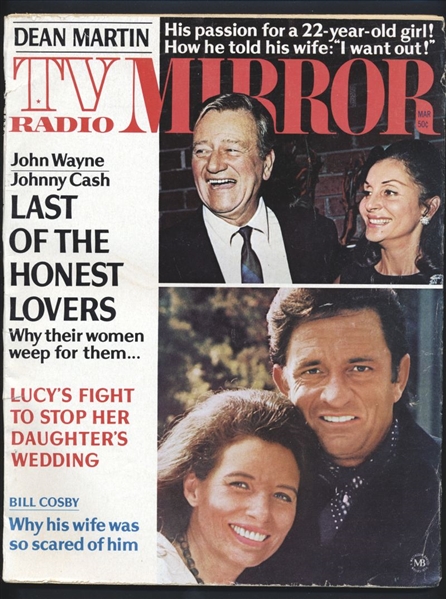 1970 TV Radio Mirror Magazine JOHN WAYNE, JOHNNY CASH Cover LUCILLE BALL Inside nb
