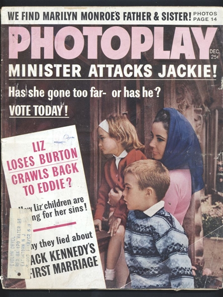 1962 Photoplay Magazine JACKIE KENNEDY Cover ELIZABETH TAYLOR, MARILYN MONROE nb