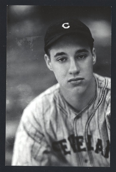 BOB FELLER Real Photo Postcard RPPC 1936 Cleveland Indians George Burke 