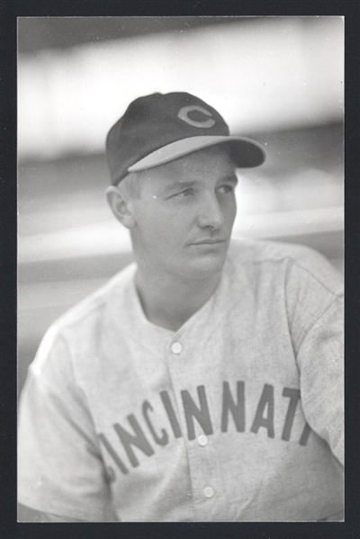 WHITEY MOORE Real Photo Postcard RPPC 1939-42 Cincinnati Reds George Burke 
