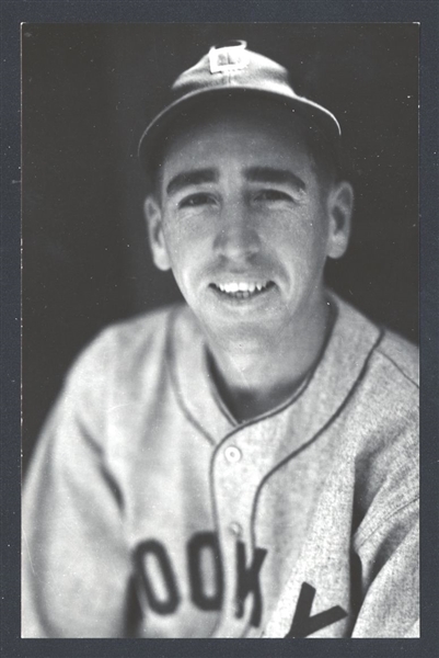 JOHNNY HUDSON Real Photo Postcard RPPC 1937 Brooklyn Dodgers George Burke