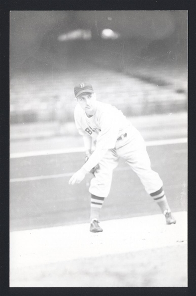 BILL LEFEBVRE Real Photo Postcard RPPC 1938 Boston Red Sox George Burke