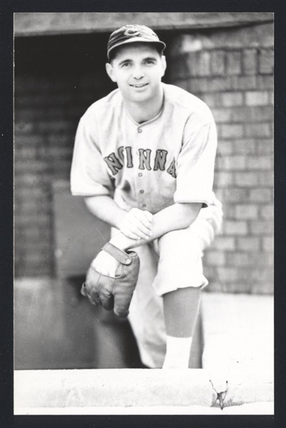 LEW RIGGS Real Photo Postcard RPPC 1937-38 Cincinnati Reds George Burke