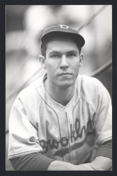 PETE REISER Real Photo Postcard RPPC 1940-42 Brooklyn Dodgers George Burke