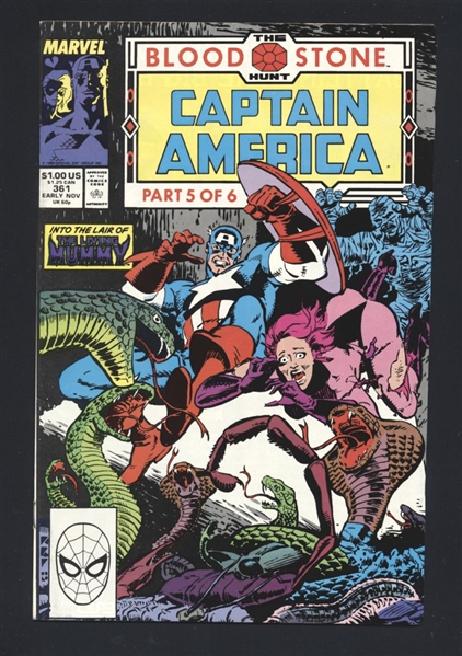 Captain America #361 VF/NM 1989 Marvel Blood Stone Hunt p5 Comic Book
