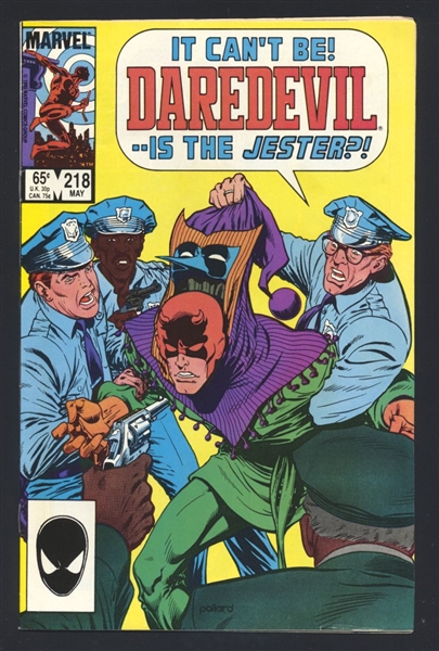 Daredevil #218 VF 1985 Marvel vs The Jester Comic Book
