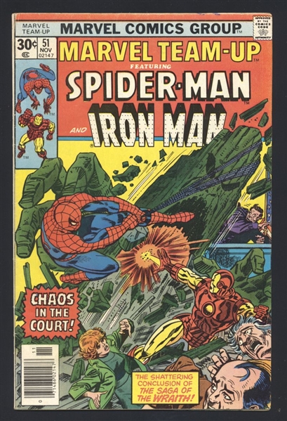 Marvel Team-Up #51 VG 1976 Marvel Spider-Man & Iron Man Comic Book