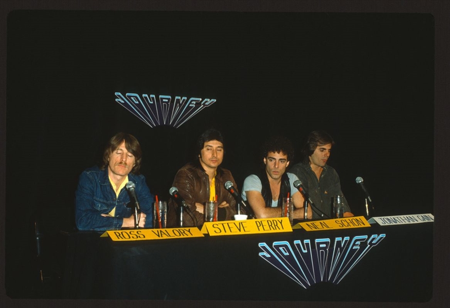 1983 STEVE PERRY, NEAL SCHON & JONATHAN CAIN of JOURNEY Candid Original Slide nb