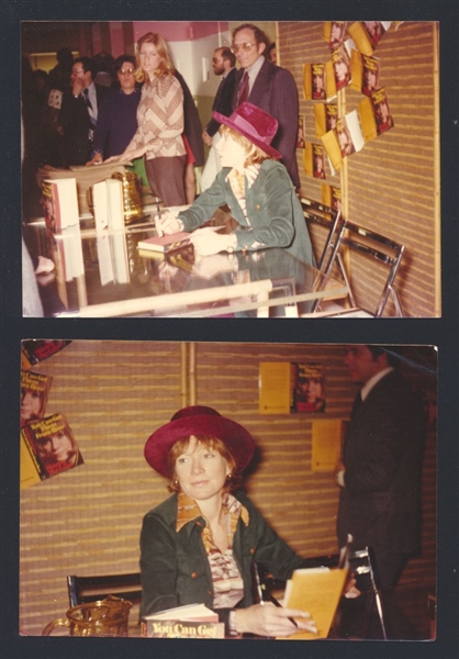 Lot of (2) 1970s SHIRLEY MACLAINE Signing Auto Live Candid Original Photos nb