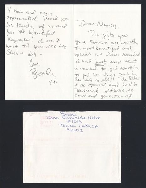 BROOKE SHIELDS 2000 SIGNED AUTOGRAPH Hand-Written Letter Card & Envelope nb