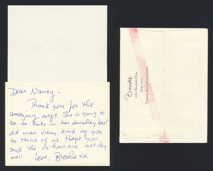 BROOKE SHIELDS 2003 SIGNED AUTOGRAPH Hand-Written Letter Card & Envelope nb