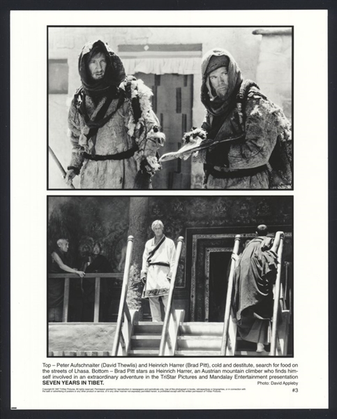 Lot of (3) BRAD PITT & JAMYANG WANGCHUK In SEVEN YEARS IN TIBET Original Photos