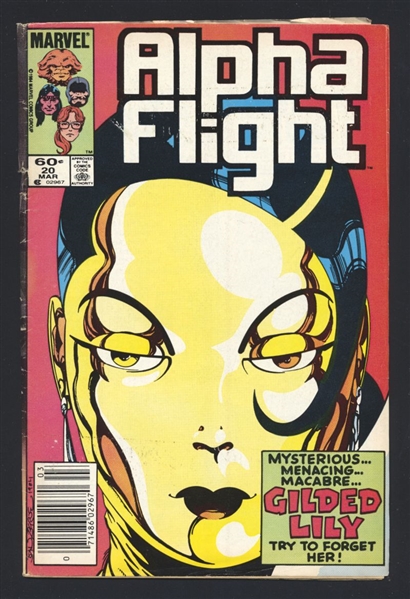 Alpha Flight #20 VG 1985 Marvel NEWSSTAND 1st Gilded Lily Comic Book