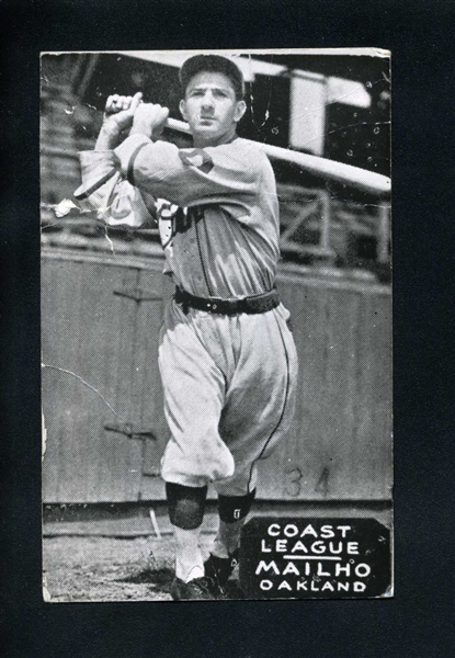 EMIL MAILHO Real Photo Postcard RPPC 1931-35 Oakland Oaks minor league