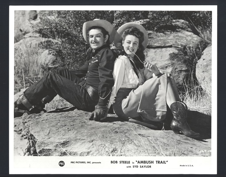 BOB STEELE & LORRAINE MILLER In AMBUSH TRAIL ca 1946 Vintage Photo WESTERN ACTOR