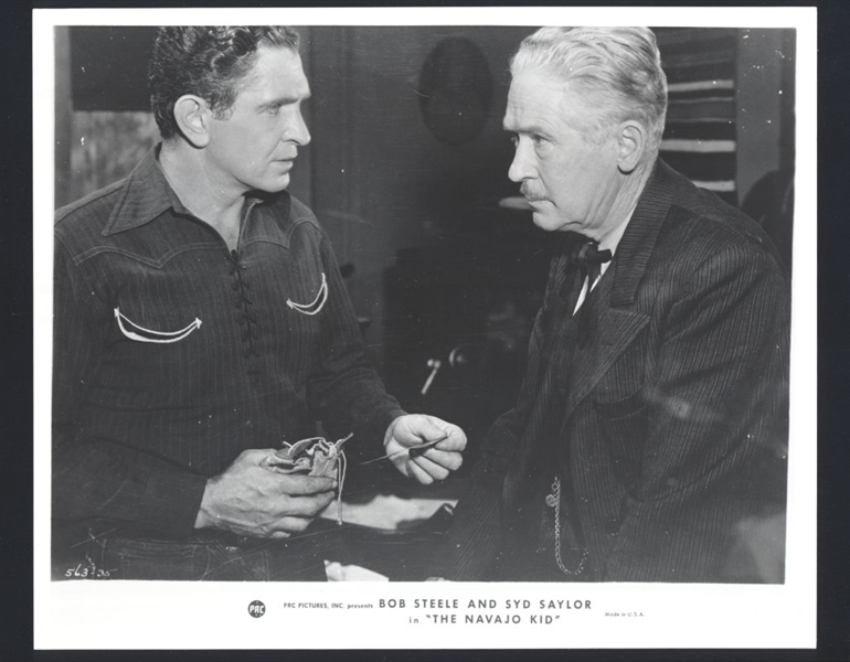 BOB STEELE & UNIDENTIFIED In THE NAVAJO KID ca 1945 Vintage Photo WESTERN ACTOR