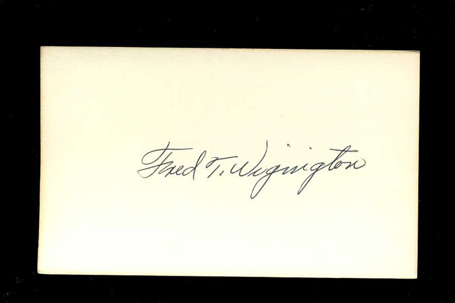 FRED WIGINGTON SIGNED 3x5 Index Card (d.1980) 1923 St. Louis Cardinals