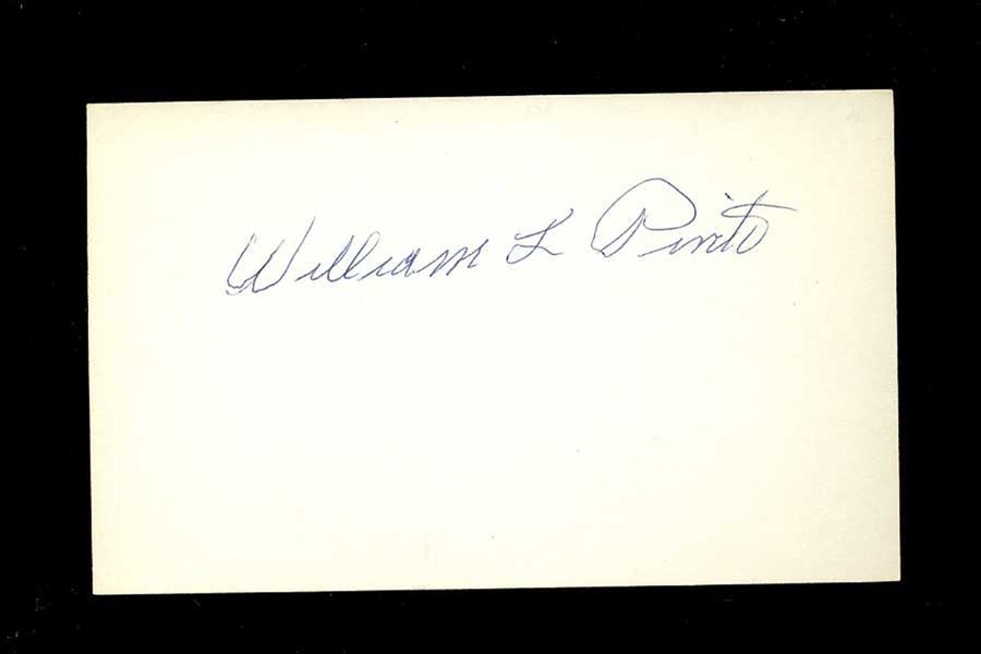 LERTON PINTO SIGNED 3x5 Index Card (d.1983) Philadelphia Phillies