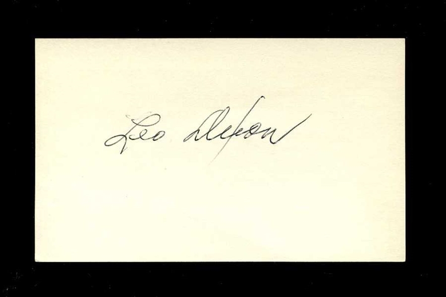 LEO DIXON SIGNED 3x5 Index Card (d.1984) St. Louis Browns Indians