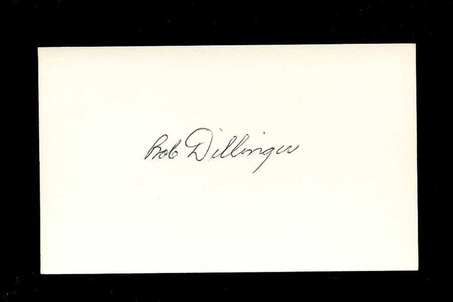 BOB DILLINGER SIGNED 3x5 Index Card (d.2009) Browns Pirates Athletics White Sox