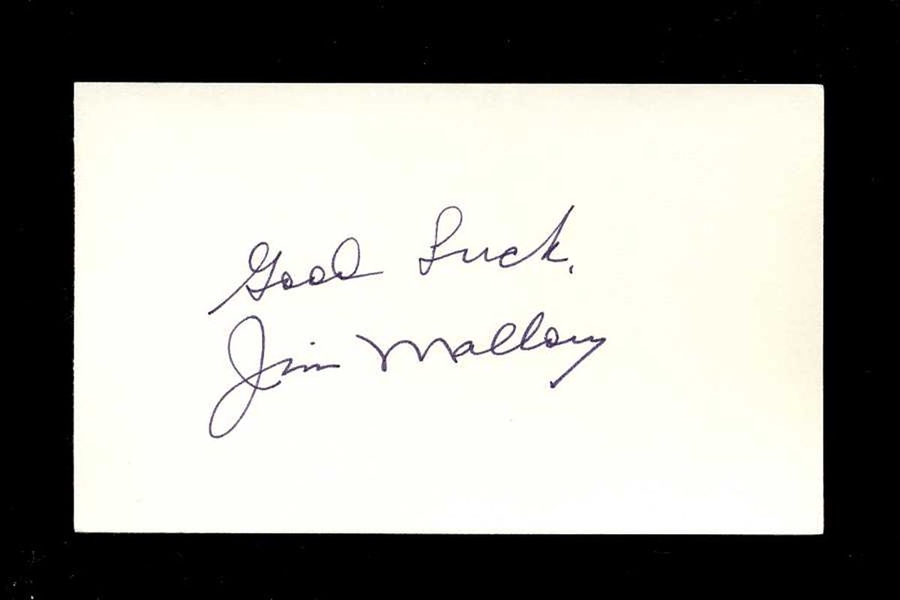 JIM MALLORY SIGNED 3x5 Index Card (d.2001) Senators St. Louis Cardinals Giants