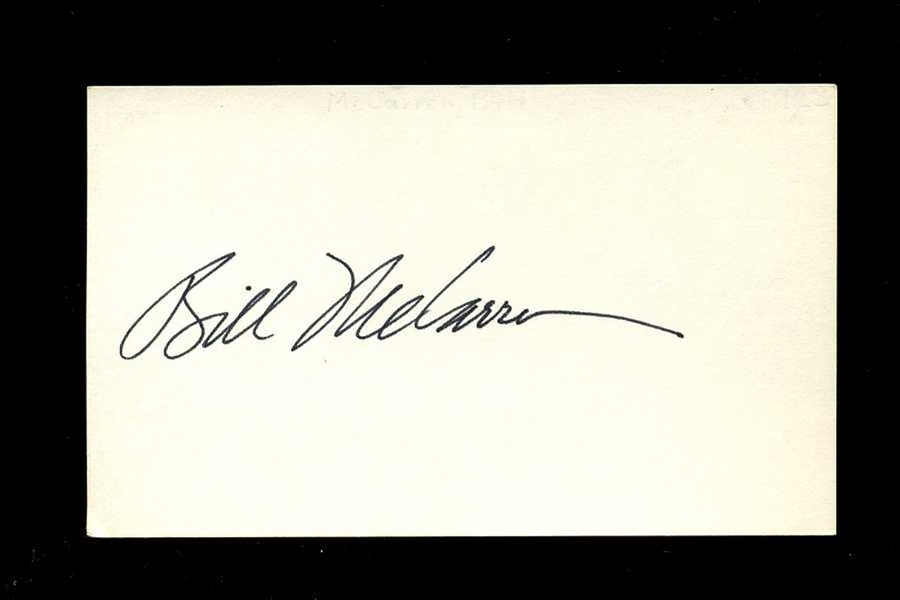 BILL McCARREN SIGNED 3x5 Index Card (d.1983) Brooklyn Robins
