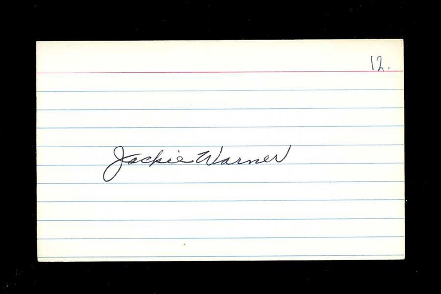 JACKIE WARNER SIGNED 3x5 Index Card California Angels