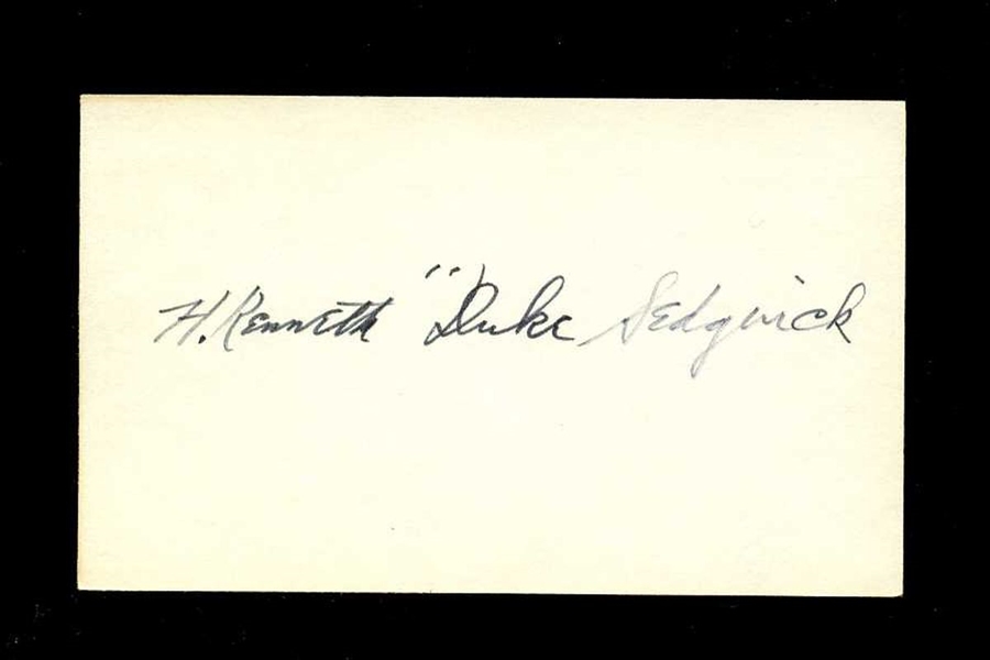 DUKE SEDGWICK SIGNED 3x5 Index Card (d.1982) 1921 Philadelphia Phillies Senators
