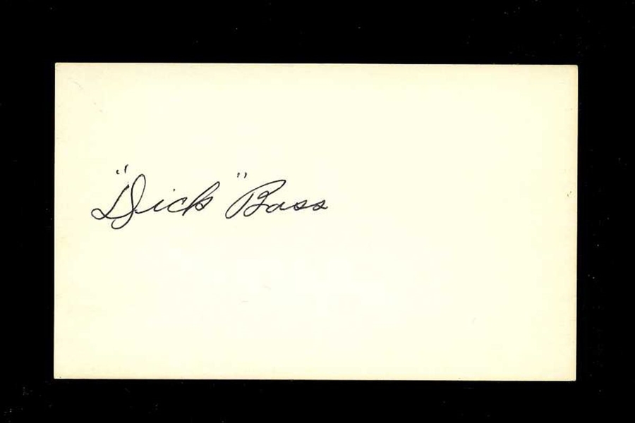 DICK BASS SIGNED 3x5 Index Card (d.1989) 1939 Washington Senators