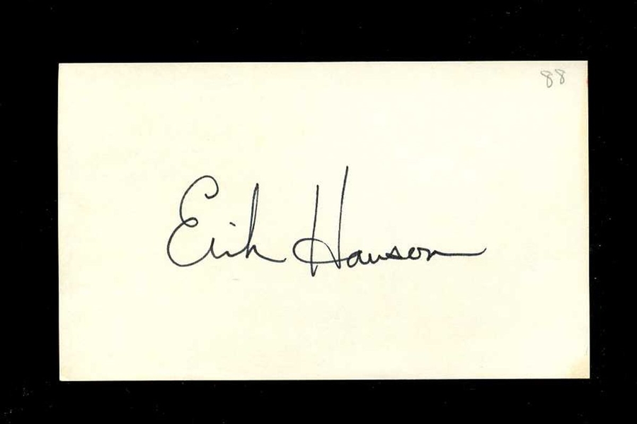 ERIK HANSON SIGNED 3x5 Index Card Seattle Mariners Blue Jays Reds