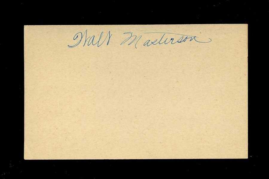 WALT MASTERSON SIGNED 3x5 Index Card (d.2008) Washington Senators Red Sox Tigers