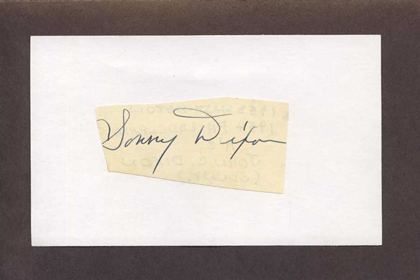 SONNY DIXON SIGNED 3x5 Index Card (d.2011) Washington Senators Athletics Yankees