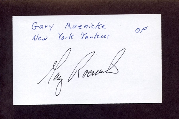 GARY ROENICKE SIGNED 3x5 Index Card 1983 Baltimore Orioles Expos Yankees Braves