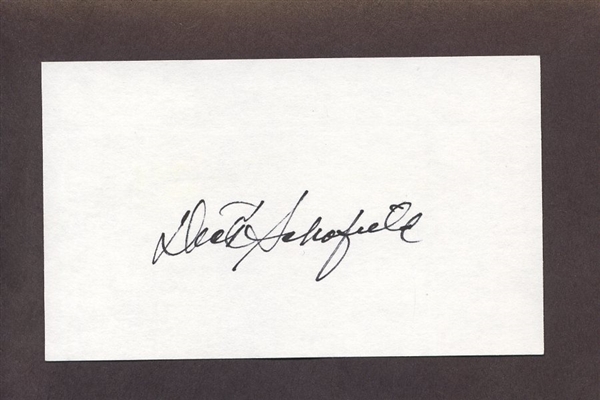 J DICK SCHOFIELD SIGNED 3x5 Index Card (d.2022) 1960 Pirates Cardinals Giants