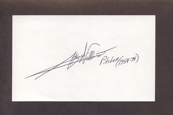 STAN WILLIAMS SIGNED 3x5 Index Card (d.2021) 1959 Dodgers Yankees Indians